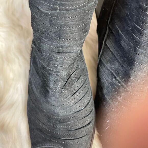 Paul Green Cayanne Black Nubuck Peep Toe Heeled Booties Sz 8 - Picture 3 of 7